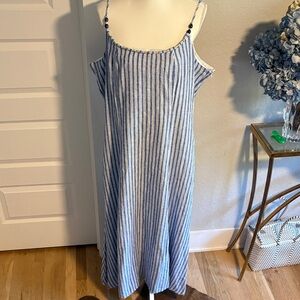 Calypso striped sleeveless sundress XXL with tropical beading.